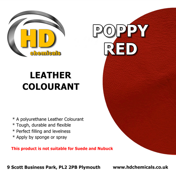 Leather Dye Paint Poppy Red.