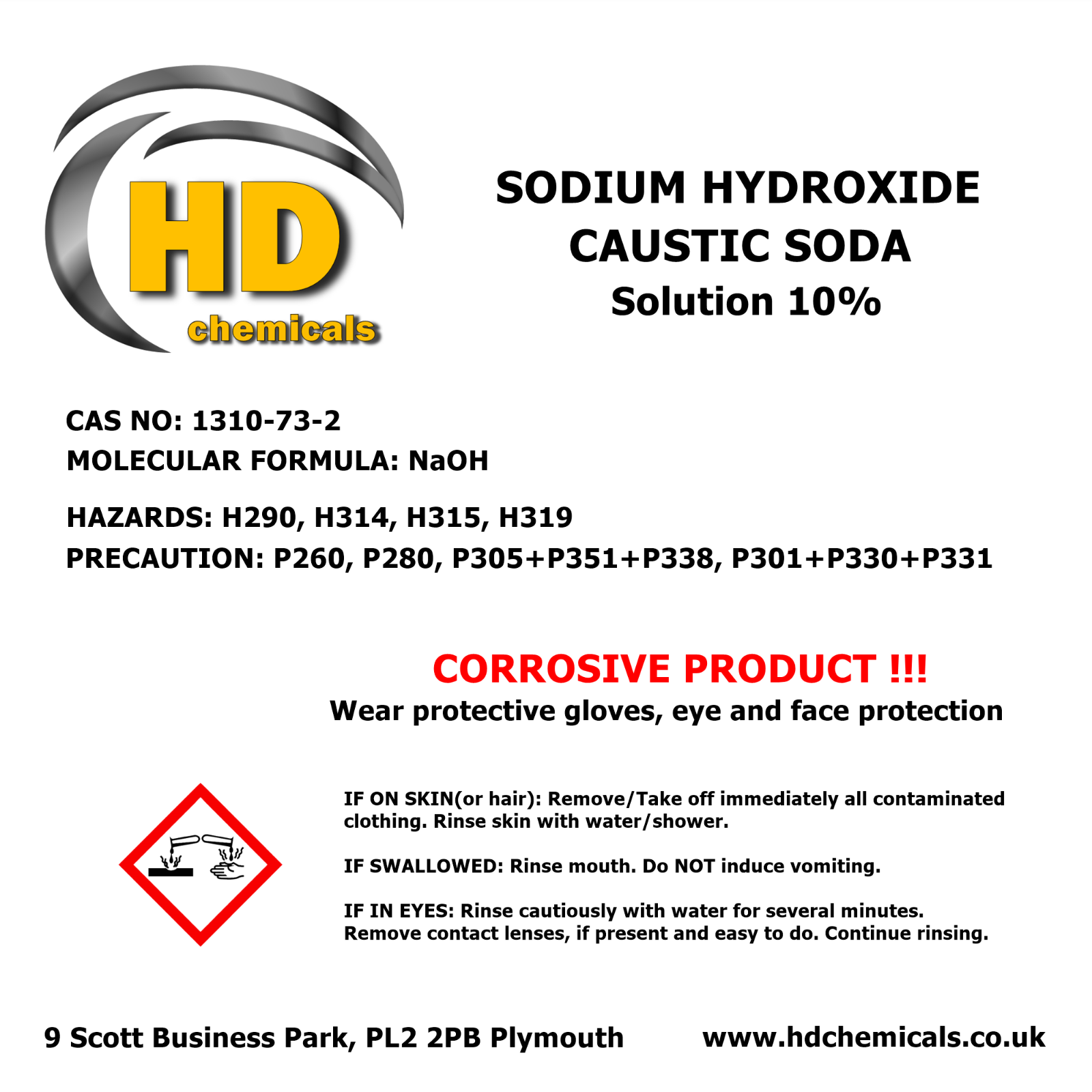 Sodium Hydroxide CAUSTIC SODA 99% – for soap making, buy from UK supplier –  HD Chemicals LTD