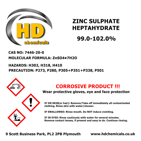 Zinc Sulphate Heptahydrate 99% - 102%